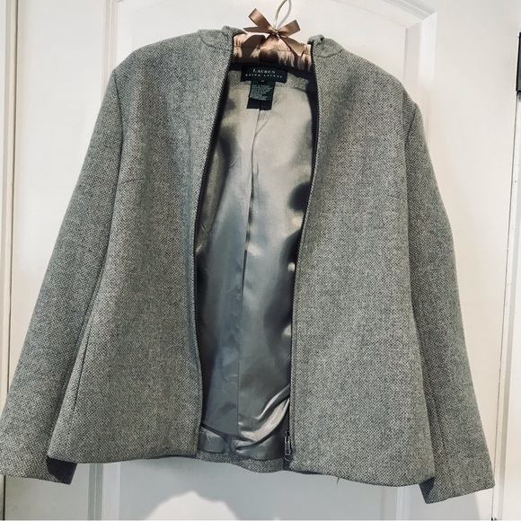 Ralph Lauren Grey Tweed Wool Jacket with Hood - Picture 5 of 7